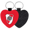 Μπρελόκ PU δερμάτινο glitter καρδιά ΜΑΥΡΟ