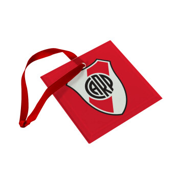 River Plate, Χριστουγεννιάτικο στολίδι γυάλινο τετράγωνο 9x9cm