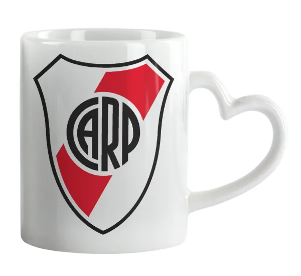 River Plate — Κούπα καρδιά χερούλι λευκή, κεραμική, 330ml
