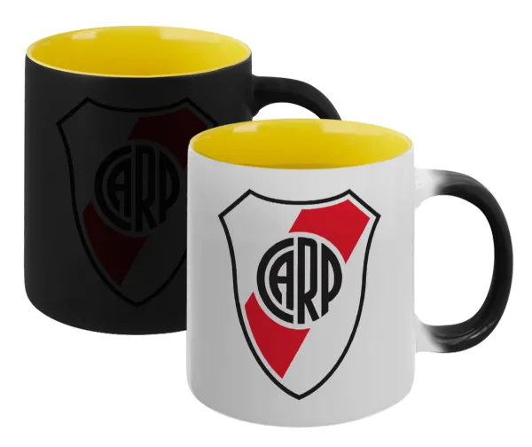 River Plate — Κούπα Μαγική εσωτερικό κίτρινη, κεραμική 330ml που αλλάζει χρώμα με το ζεστό ρόφημα