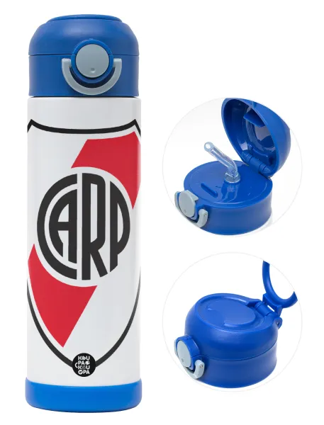 River Plate — Children's hot water bottle, stainless steel, with safety straw, BLUE (500ml)
