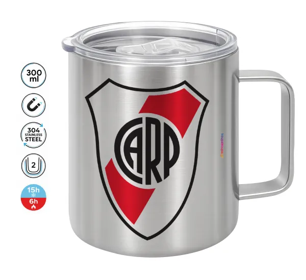 River Plate — Double-walled stainless steel mug 300ml with temperature-retaining lid