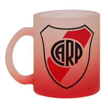 River Plate, Κούπα γυάλινη δίχρωμη με βάση το κόκκινο ματ, 330ml