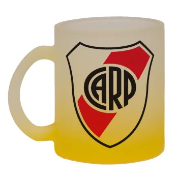 River Plate, Κούπα γυάλινη δίχρωμη με βάση το κίτρινο ματ, 330ml