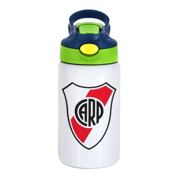 River Plate, Children's hot water bottle, stainless steel, with safety straw, green, blue (350ml)