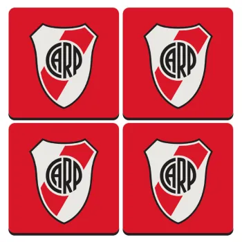 River Plate, ΣΕΤ 4 Σουβέρ ξύλινα τετράγωνα (9cm)
