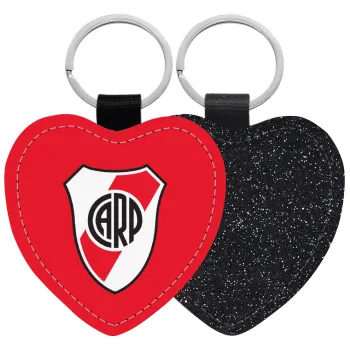 River Plate, Μπρελόκ PU δερμάτινο glitter καρδιά ΜΑΥΡΟ
