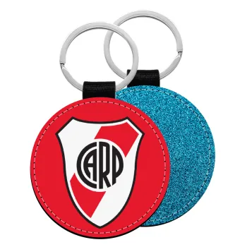 River Plate, Μπρελόκ Δερματίνη, στρογγυλό ΜΠΛΕ (5cm)