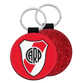 River Plate, Μπρελόκ Δερματίνη, στρογγυλό ΚΟΚΚΙΝΟ (5cm)