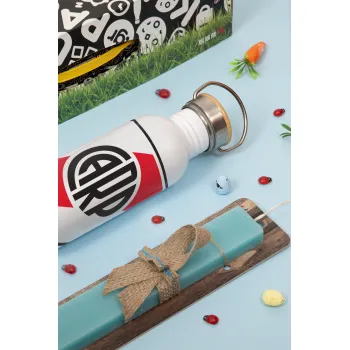 River Plate, Πασχαλινή Λαμπάδα με παγούρι μεταλλικό (620ml, stainless steel) & κερί αρωματικό πλακέ (30cm) (ΤΙΡΚΟΥΑΖ)