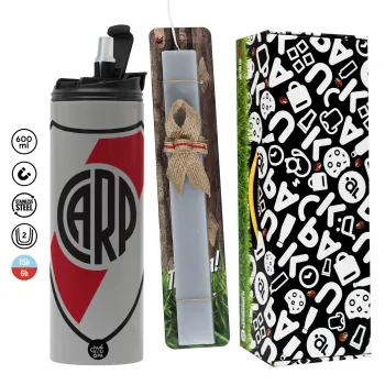 River Plate, Easter candle with Grey Tumbler Thermo 600ml & aromatic flat candle (30cm) (GREY)
