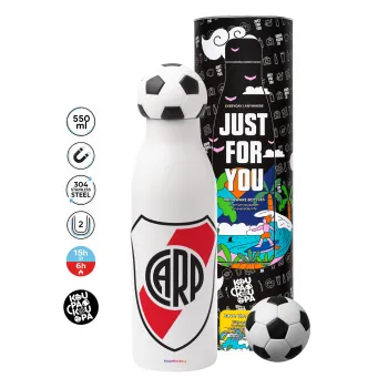 River Plate, Μπάλα ποδοσφαίρου μεταλλικό παγούρι θερμός, διπλού τοιχώματος, 550ml