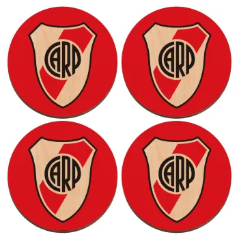 River Plate, ΣΕΤ x4 Σουβέρ ξύλινα στρογγυλά plywood (9cm)