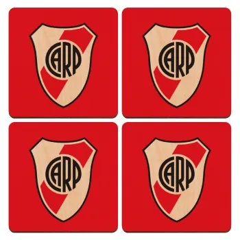 River Plate, ΣΕΤ x4 Σουβέρ ξύλινα τετράγωνα plywood (9cm)