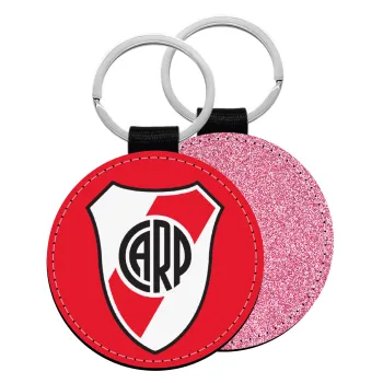 River Plate, Μπρελόκ Δερματίνη, στρογγυλό ΡΟΖ (5cm)