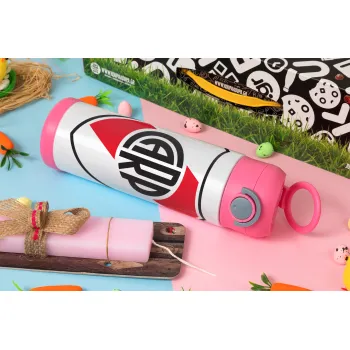 River Plate, Easter candle, Childrens hot water bottle, stainless steel, with safety straw, PINK (500ml)