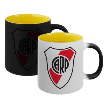 River Plate, Κούπα Μαγική εσωτερικό κίτρινη, κεραμική 330ml που αλλάζει χρώμα με το ζεστό ρόφημα