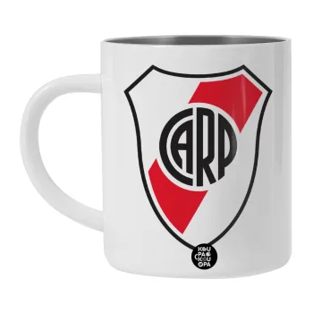 River Plate, Λευκή Ανοξείδωτη Μεταλλική Κούπα 450ml - Διπλού Τοιχώματος 