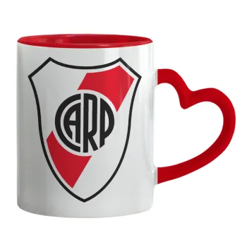 River Plate, Κούπα καρδιά χερούλι κόκκινη, κεραμική, 330ml