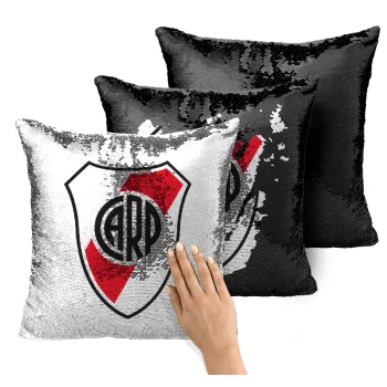River Plate, Μαξιλάρι καναπέ Μαγικό Μαύρο με πούλιες 40x40cm περιέχεται το γέμισμα