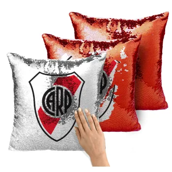 River Plate, Μαξιλάρι καναπέ Μαγικό Κόκκινο με πούλιες 40x40cm περιέχεται το γέμισμα