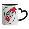 Mug heart black handle, ceramic, 330ml