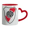 Mug heart red handle, ceramic, 330ml