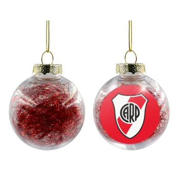 River Plate, Transparent Christmas tree ball ornament with red filling 8cm