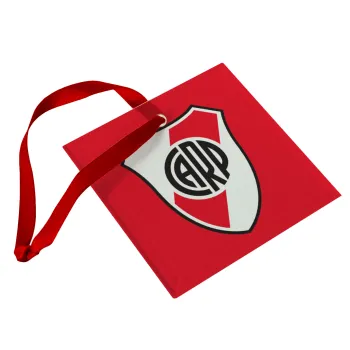 River Plate, Christmas ornament, glass square ornament 9x9cm