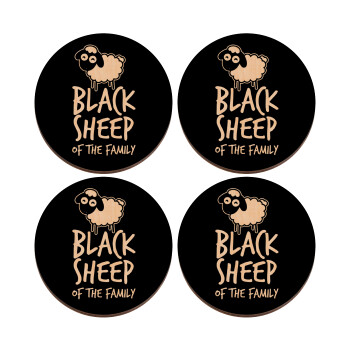 Black Sheep of the Family, ΣΕΤ x4 Σουβέρ ξύλινα στρογγυλά plywood (9cm)