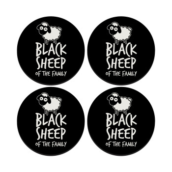 Black Sheep of the Family, SET of 4 round wooden coasters (9cm)