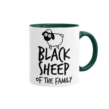 Black Sheep of the Family, Mug colored green, ceramic, 330ml