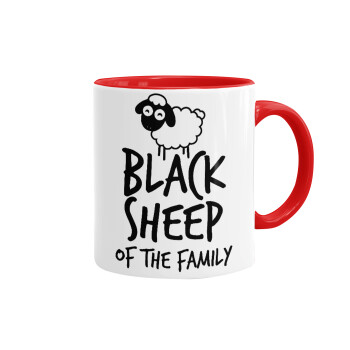Black Sheep of the Family, Mug colored red, ceramic, 330ml