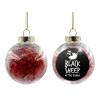 Transparent Christmas tree ball ornament with red filling 8cm