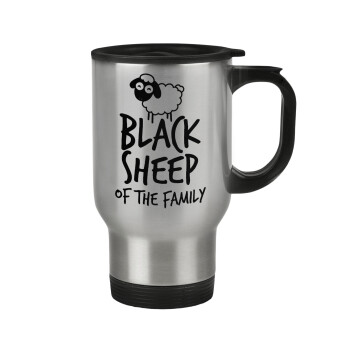 Black Sheep of the Family, Stainless steel travel mug with lid, double wall 450ml
