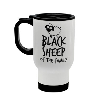 Black Sheep of the Family, Κούπα ταξιδιού ανοξείδωτη με καπάκι, διπλού τοιχώματος (θερμό) λευκή 450ml