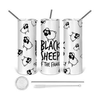 Black Sheep of the Family, 360 Eco friendly stainless steel tumbler 600ml, with metal straw & cleaning brush
