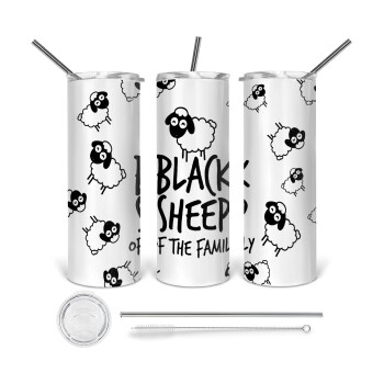 Black Sheep of the Family, Tumbler stainless steel 600ml, with metal straw & cleaning brush