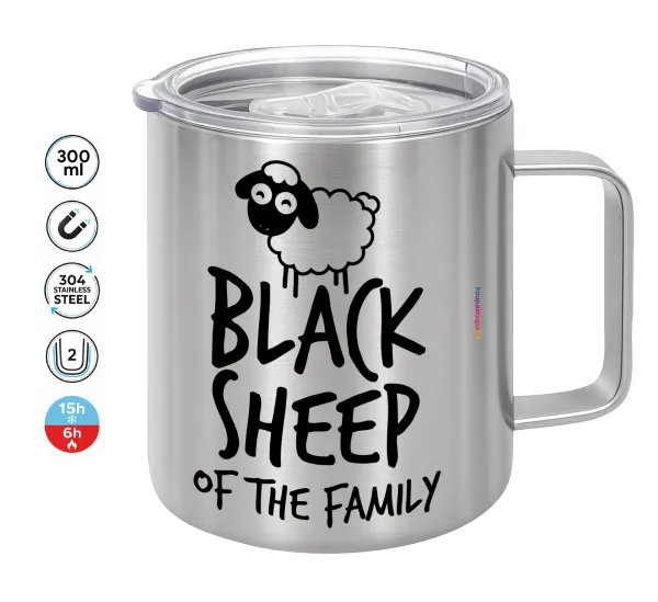 Black Sheep of the Family — Double-walled stainless steel mug 300ml with temperature-retaining lid