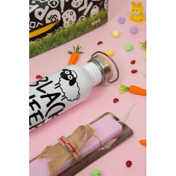 Black Sheep of the Family, Πασχαλινή Λαμπάδα με παγούρι μεταλλικό (620ml, stainless steel) & κερί αρωματικό πλακέ (30cm) (ΡΟΖ)