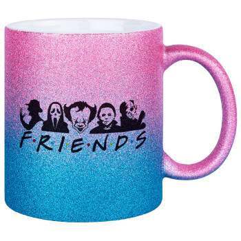 Halloween Friends, Κούπα Χρυσή/Μπλε Glitter, κεραμική, 330ml