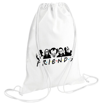 Halloween Friends, Τσάντα πλάτης πουγκί GYMBAG λευκή (28x40cm)