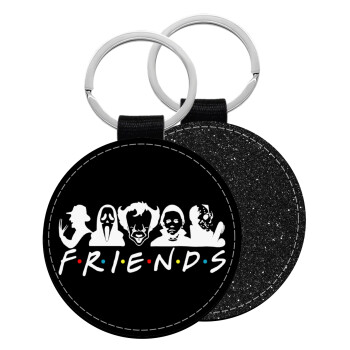 Halloween Friends, Μπρελόκ Δερματίνη, στρογγυλό ΜΑΥΡΟ (5cm)