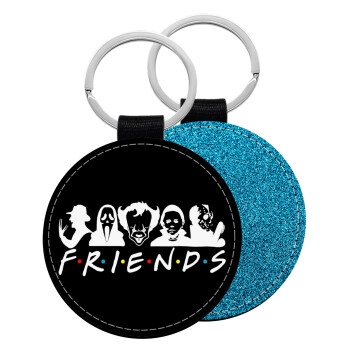 Halloween Friends, Μπρελόκ Δερματίνη, στρογγυλό ΜΠΛΕ (5cm)