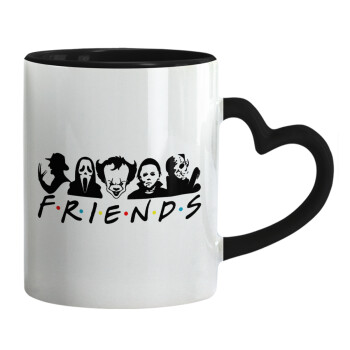 Halloween Friends, Mug heart black handle, ceramic, 330ml