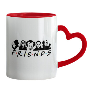 Halloween Friends, Mug heart red handle, ceramic, 330ml