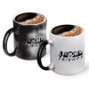 Color changing magic Mug, ceramic, 330ml when adding hot liquid inside, the black colour desappears (1 pcs)