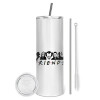 Tumbler stainless steel 600ml, with metal straw & cleaning brush