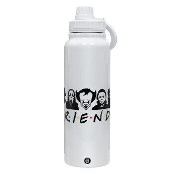 Halloween Friends, 1L Stainless Steel Thermal Bottle with Phone Holder & Double Wall Insulation