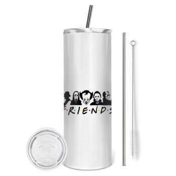 Halloween Friends, Tumbler stainless steel 600ml, with metal straw & cleaning brush